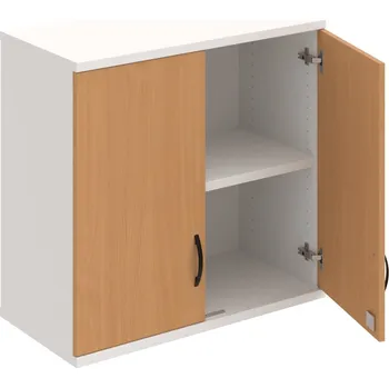 Policová skříň SZ 2 80 01 H – Skříň policová dvéřová 76,8 × 80 cm - Buk , Bílá , UCO – černá