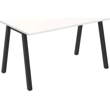 Psací stůl UJ A 1400 – Stůl jednací rovný délky 140 cm - Bílá , Černý kov