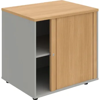 SPRZ 80 60 P N – Skříňka ke stolu, roletová, pravá, š. 80 cm, léta napříč - Dub , Šedá , Dub