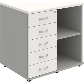 SPKZ 3 80 60 L P – Skříňka ke stolu, levá, s centrálním zamykáním - Bílá , Šedá , USN – Hobis