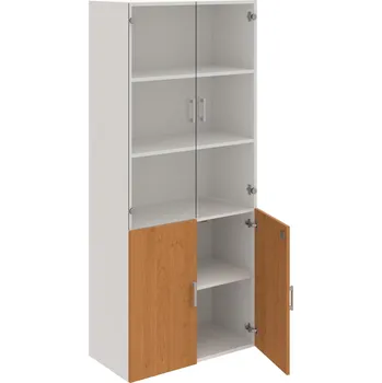 Policová skříň DZ 5 80 09 – Skříň policová dvéřová 185 × 80 cm - Olše , Bílá , USH – hranatá