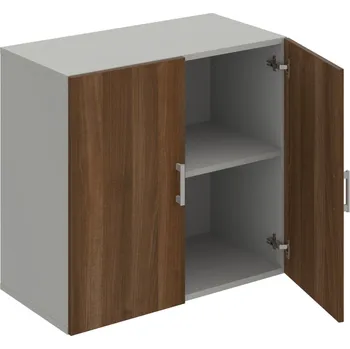 Policová skříň D 2 80 01 – Skříň policová dvéřová 74 × 80 cm - Ořech , Šedá , USH – hranatá