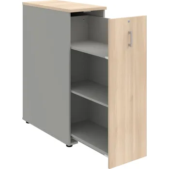 SPVZ 3 P – Skříňka ke stolu, šanonová, výsuvná, pravá - Akát , Šedá , USH – hranatá