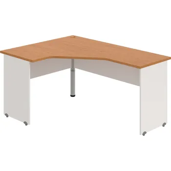 Psací stůl GEV 60 P – Stůl ergo pravý 160 × 120 cm - Olše , Bílá , Šedý kov
