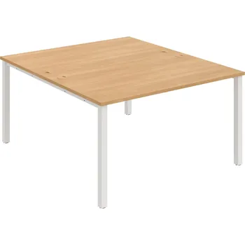 Psací stůl USD 1400 – Stůl pracovní 140 × 160 cm - Dub , Bílý kov