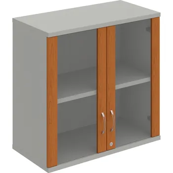 Policová skříň SZ 2 80 02 H – Skříň policová dvéřová 76,8 × 80 cm - Třešeň , Šedá , USN – Hobis