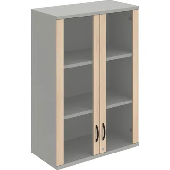 Policová skříň SZ 3 80 04 H – Skříň policová dvéřová 115,2 × 80 cm - Akát , Šedá , UCO – černá