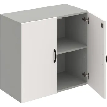 Policová skříň DZ 2 80 01 – Skříň policová dvéřová 74 × 80 cm - Bílá , Šedá , UCO – černá