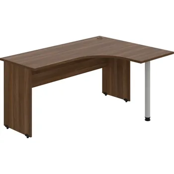 Psací stůl GE 60 L – Stůl ergo levý 160 × 120 cm - Ořech , Ořech , Šedý kov