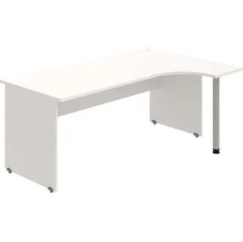 Psací stůl GE 1800 L – Stůl ergo levý 180 × 120 cm - Bílá , Bílá , Šedý kov