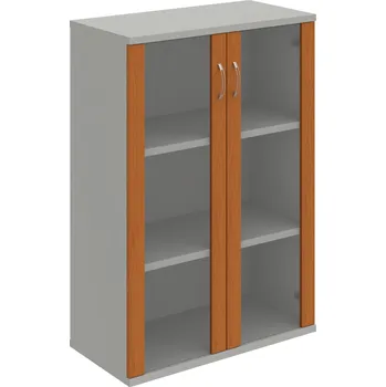 Policová skříň S 3 80 04 – Skříň policová dvéřová 115,2 × 80 cm - Třešeň , Šedá , USN – Hobis