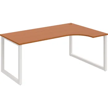 Psací stůl UE O 1800 L – Stůl ergo 180 × 120 cm, levý - Třešeň , Bílý kov