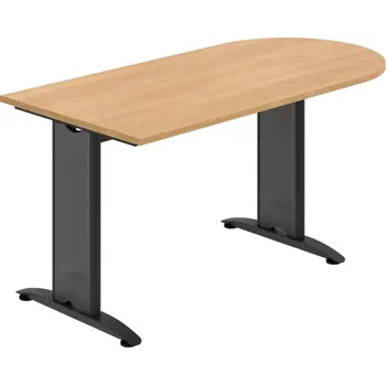 Jednací stůl FP 1600 1 – Stůl jednací oblouk 160 cm - Dub , Černý kov