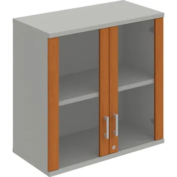 Policová skříň SZ 2 80 02 H – Skříň policová dvéřová 76,8 × 80 cm - Třešeň , Šedá , USH – hranatá