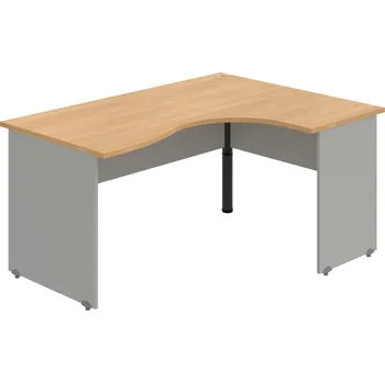 Psací stůl GE 2005 L – Stůl ergo levý 160 × 120 cm - Dub , Šedá , Černý kov