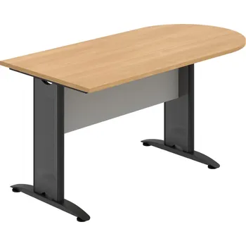 Jednací stůl CP 1600 1 – Stůl jednací oblouk 160 cm - Dub , Šedá , Černý kov