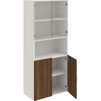 Policová skříň D 5 80 07 – Skříň policová dvéřová 185 × 80 cm - Ořech , Bílá , USN – Hobis