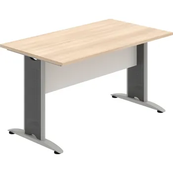 Jednací stůl CJ 1400 – Stůl jednací rovný 140 cm - Akát , Bílá , Šedý kov