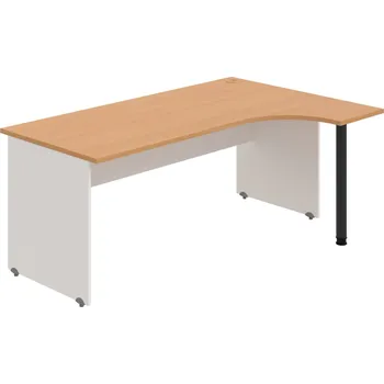 Psací stůl GE 1800 L – Stůl ergo levý 180 × 120 cm - Buk , Bílá , Černý kov