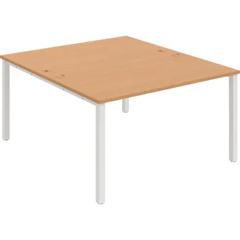 Psací stůl USD 1400 – Stůl pracovní 140 × 160 cm - Buk , Bílý kov