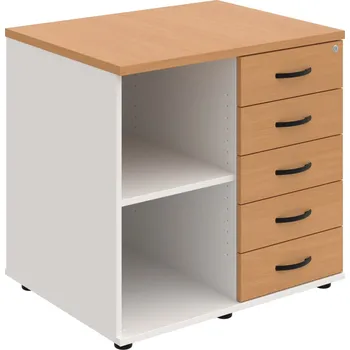 SPKZ 3 80 60 P P – Skříňka ke stolu, pravá, s centrálním zamykáním - Buk , Bílá , UCO – černá