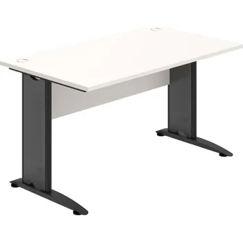 Psací stůl CS 1400 – Stůl pracovní rovný 140 cm - Bílá , Bílá , Černý kov