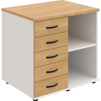 SPKZ 3 80 60 L N – Skříňka ke stolu, levá, s centrálním zamykáním - Dub , Bílá , UCO – černá