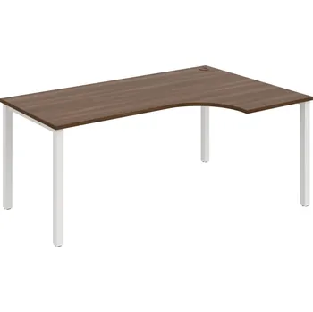 Psací stůl UE 1800 60 L – Stůl ergo 180×120 cm, levý - Ořech , Bílý kov