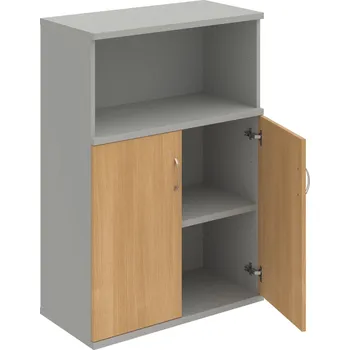 Policová skříň S 3 80 02 – Skříň policová dvéřová 115,2 × 80 cm - Dub , Šedá , USN – Hobis