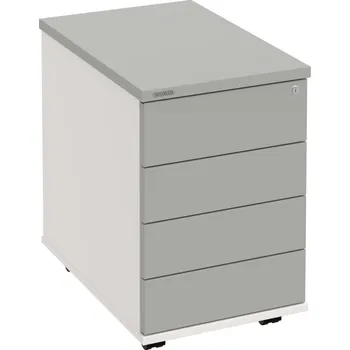 Zásuvkový kontejner K 34 C PTO P – Kontejner, 4 zásuvky, cent. zamykání, bezúchytkové otevírání, léta podél, hl. 60 cm - Šedá , Bílá