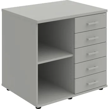 SPKZ 3 80 60 P P – Skříňka ke stolu, pravá, s centrálním zamykáním - Šedá , Šedá , USH – hranatá