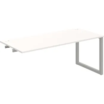 Psací stůl US O 1800 R – Stůl pracovní délky 180 cm, k řetězení - Bílá , Šedý kov