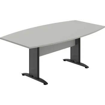 Jednací stůl CJ 200 – Stůl jednací sud 200 cm - Šedá , Šedá , Černý kov