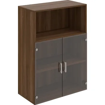 Policová skříň D 3 80 05 – Skříň policová dvéřová 111 × 80 cm - Čiré , Ořech , USH – hranatá