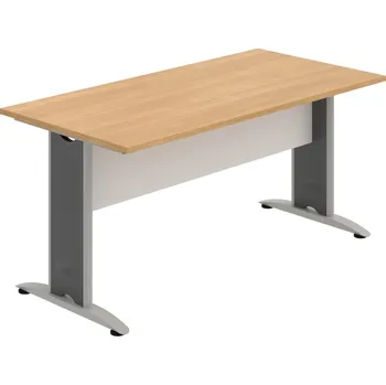 Jednací stůl CJ 1600 – Stůl jednací rovný 160 cm - Dub , Bílá , Šedý kov