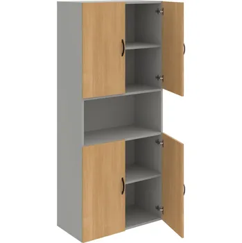 Policová skříň D 5 80 05 – Skříň policová dvéřová 185 × 80 cm - Dub , Šedá , UCO – černá