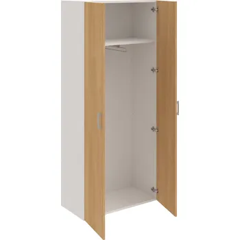 Policová skříň D 5 80 01 – Skříň šatní dvéřová 185 × 80 cm - Dub , Bílá , USH – hranatá