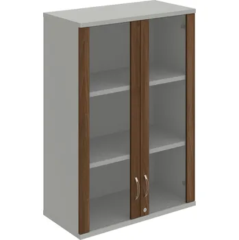 Policová skříň SZ 3 80 04 H – Skříň policová dvéřová 115,2 × 80 cm - Ořech , Šedá , USN – Hobis