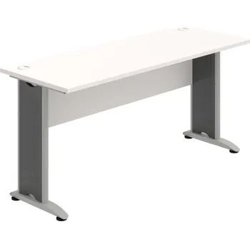 Psací stůl CE 1600 – Stůl pracovní rovný 160 cm, hl. 60 cm - Bílá , Bílá , Šedý kov