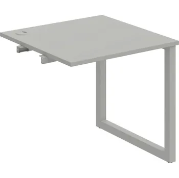 Psací stůl US O 800 R – Stůl pracovní délky 80 cm, k řetězení - Šedá , Šedý kov