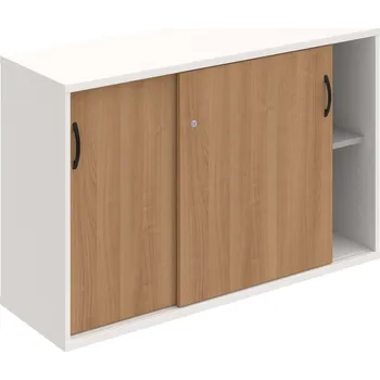 Policová skříň SZ 2 120 02 – Skříňka s posuv. dveřmi 76,8 × 120 cm - Višeň , Bílá , UCO – černá