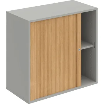 Policová skříň DZ 2 80 03 L – Skříň polic rolet levá 74 × 80 cm - Šedá , Dub