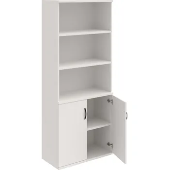 Policová skříň S 5 80 03 – Skříň policová dvéřová 192 × 80 cm - Bílá , Bílá , UCO – černá