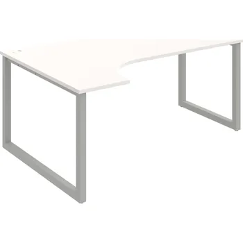 Psací stůl UE O 1800 P – Stůl ergo 180 × 120 cm, pravý - Bílá , Šedý kov