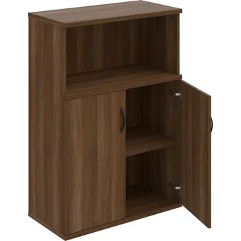 Policová skříň S 3 80 02 – Skříň policová dvéřová 115,2 × 80 cm - Ořech , Ořech , UCO – černá