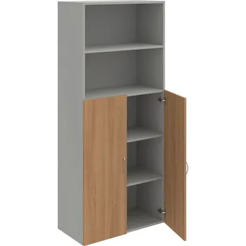 Policová skříň D 5 80 04 – Skříň policová dvéřová 185 × 80 cm - Višeň , Šedá , USN – Hobis