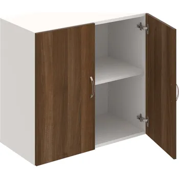 Policová skříň D 2 80 01 – Skříň policová dvéřová 74 × 80 cm - Ořech , Bílá , USN – Hobis