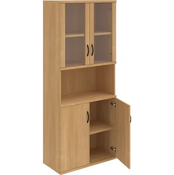 Policová skříň S 5 80 07 – Skříň policová dvéřová 192 × 80 cm - Dub , Dub , UCO – černá