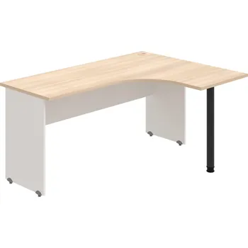 Psací stůl GE 60 L – Stůl ergo levý 160 × 120 cm - Akát , Bílá , Černý kov