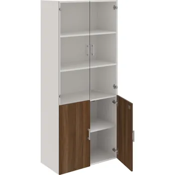 Policová skříň DZ 5 80 09 – Skříň policová dvéřová 185 × 80 cm - Ořech , Bílá , USH – hranatá